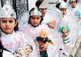 Tiny tots of Government Model Senior Secondary School, Sector 46, at their annual day function, in Chandigarh on Monday.