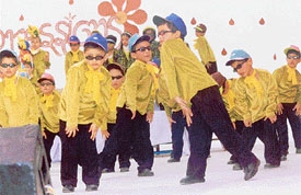 A dance being performed during Xpression-2002, a cultural festival