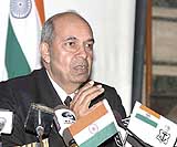 Admiral Madhavendra Singh at a Press conference in New Delhi on Monday.