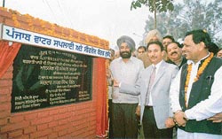 MC Commissioner S.K. Sharma lays the foundation stone of a water drainage project