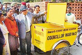 The UT Administrator, Lieut-Gen J.F.R. Jacob (retd), at the inauguration of a sehaj safai kendra, in Chandigarh on Wednesday. 