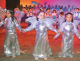 Tiny tots of The Gurukul, Sector 20, Panchkula, perform during the annual function of the school on Wednesday.