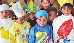 Children of Ankur School in Panjab University wait for their turn to perform 