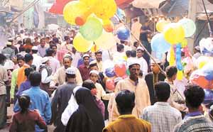 Local residents in a festive mood 