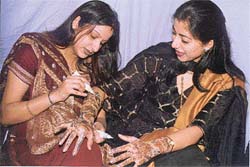 Participants at a body-painting competition organised 