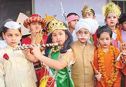 Students present a cultural item during the annual function of Valley Public School, Mansa Devi Complex, Panchkula, on Sunday.