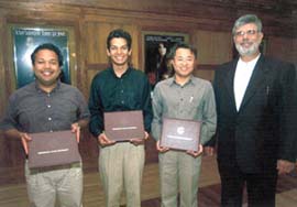 Shakti Agarwal, Abhinav Mathur (both from India) and Youngmo Yoon from South Korea who were honoured as the Outstanding Student, the Outstanding Graduate Student and the Outstanding Doctoral Student respectively by Mississippi State University, USA 