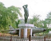 The statue of Flying Officer Nirmaljit Singh Sekhon gets a fresh coat of paint for Vijay Divas
