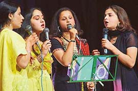 Members of the Swar Lehar Musical Group present timeless verses of Shiv Kumar Batalvi at a function hosted in his memory, at Tagore Theatre in Chandigarh on Friday.