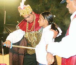 Magician S.K. Sharma shows his tricks at The Tribune-sponsored Plaza Carnival in Sector 17, Chandigarh, on Saturday evening.