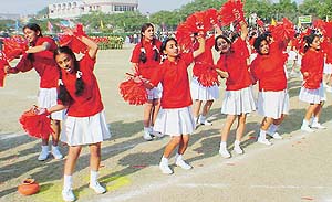 Students of St Xavier�s Senior Secondary School Sector 44-C, Chandigarh, perform at the annual function of the school held on Saturday.