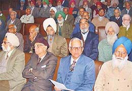 Members of the coordination committee of the Central Government Pensioners� Association, Chandigarh celebrate 11th Pensioners� Day at Government Museum and Art Gallery, Sector 10, in Chandigarh on Sunday