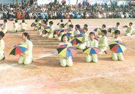Students of St. George�s performaning a drill on their sports day