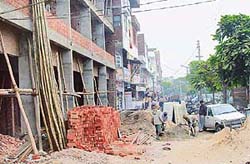 The circular road of Burail in front of Sector 45-C, Chandigarh, which has been encroached upon.