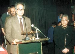 The Minister of Tourism and Culture, Mr Jagmohan, at the Annual Day function, DPS, Mathura Road