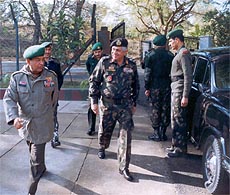 Lt-Gen N.C. Vij Army Chief-designate being received by Lt-Gen T.P.S. Brar