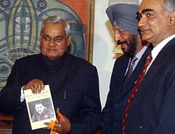 Prime Minister Atal Behari Vajpayee releases a book 