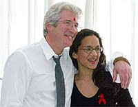Hollywood star Richard Gere with Anoushka Shankar, daughter of Pt. Ravi Shankar, during the opening of the Naz AIDS care home