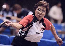 Kazuko Ito, a 67-year-old grandmother and former world doubles champion, beats a high school player