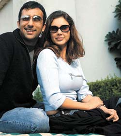 Lisa Ray along with co-star Rahul Khanna in the Capital to promote their film Bollywood-Hollywood.