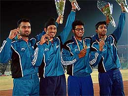 The Delhi team which won gold in 100 X 4 relay race