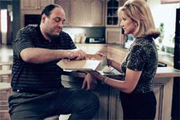 James Gandolfini and Edie Falco, both nominated for Golden Globes awards for best actor and best actress for a television drama series, appear in a scene from Home Box Office's "The Sopranos."