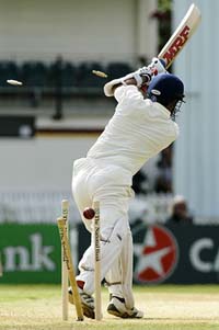 Sachin Tendulkar is bowled out for 32