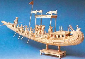 Model of Pleasure Boat Ivory; 19th century; Bhau Daji Lad Museum, Mumbai