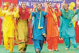 Students of Sant Isher Singh Public School, Sector 70, SAS Nagar, perform a dance at their annual prize distribution function in the school premises