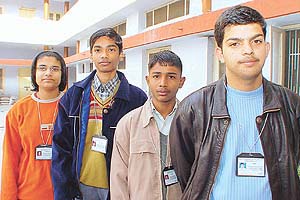 Ramita Vig, Gobind Kumar, Deepak Vaid and Varun Sharma who left for Mysore to participate in the National Children�s Science Congress