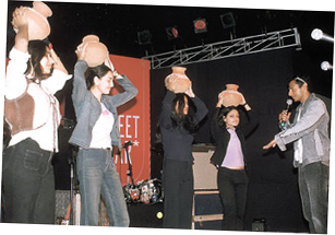 MTV VJ Nikhil Chinappa amuses the audience with his witty remarks at the 'Street Wear' launch party held at the Asiad Tower Complex.