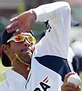 Sachin Tendulkar gets in some bowling practice