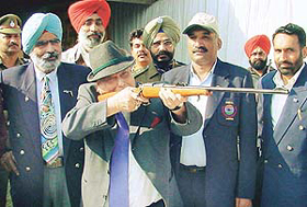 The Punjab Governor and Administrator, Chandigarh, Lieut-Gen J.F.R. Jacob (retd), inaugurates the 27th North India Shooting Championship-2002 