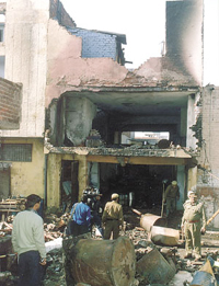 A plastic glass sheet factory was gutted at Samaipur Badli in North-West Delhi on Saturday 