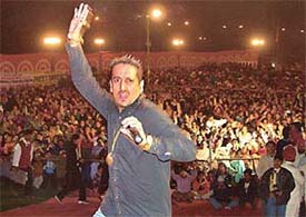 Punjabi pop singer Jazzy B performs at the 11th M.S. Randhawa Sabhyacharak Mela in SAS Nagar