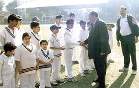 DDCA sports secretary Sunil Dev inaugurating the R G William Cricket Tournament 