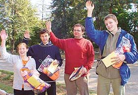 Czech badminton players prepare to leave after the conclusion of their training in Panjab University
