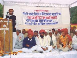 Rashtriya Nav Chetna leaders at the ‘maha sammelan’ in Rewari