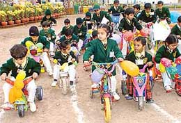 Children of Satluj Public School, Sector 2, Panchkula, take part in tricycle rally 