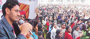 Students of Master Tara Singh College dance to the tunes of Harbhajan Mann in Ludhiana