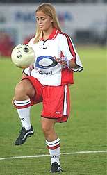 Milene Domingues, wife of Brazilian soccer star Ronaldo, entertains the audience 