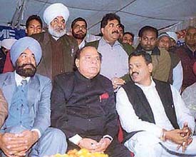 The Minister for Local Bodies, Choudhry Jagjit Singh, along with the City Mayor, Mr Nahar Singh Gill, at a function to mark the foundation stone laying ceremony of a development project in the Sunder Nagar locality