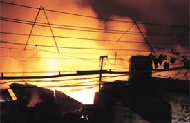 Electronic goods worth lakhs of rupees were destroyed in a devastating fire that broke out on Tuesday night in the congested Lajpat Rai Market
