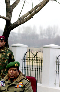 The new Army chief, Gen N.C. Vij, addresses a Press conference in Srinagar 
