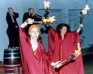 Artists of Swedish Slava Theatre during a play