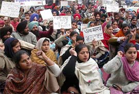 Unemployed B.Ed. candidates hold a rally