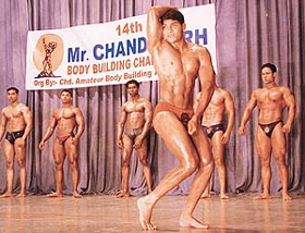 Hari Narain who won the Mr Chandigarh title in the 14th Mr Chandigarh Body Building Championship 