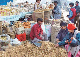 Groundnut and �revri� vendors have a field day as city residents flock the Sector 26 grain market for Lohri purchases in Chandigarh on Sunday.