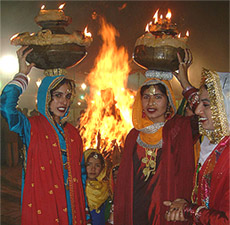 Girls take out "jago" to celebrate Lohri