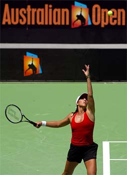 Jennifer Capriati of the United States practices for the Australian Open
